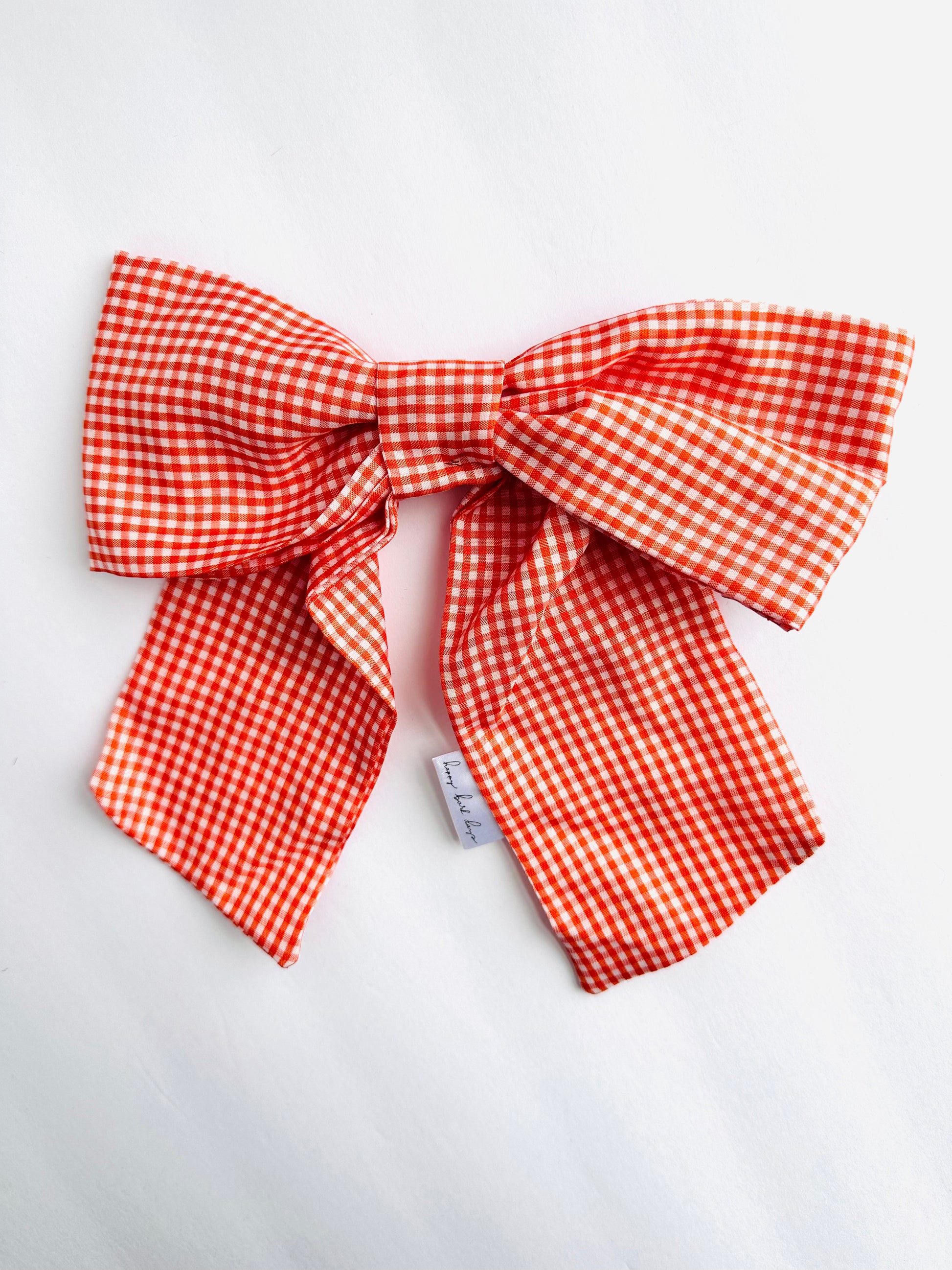 Amelia Orange Gingham Bow