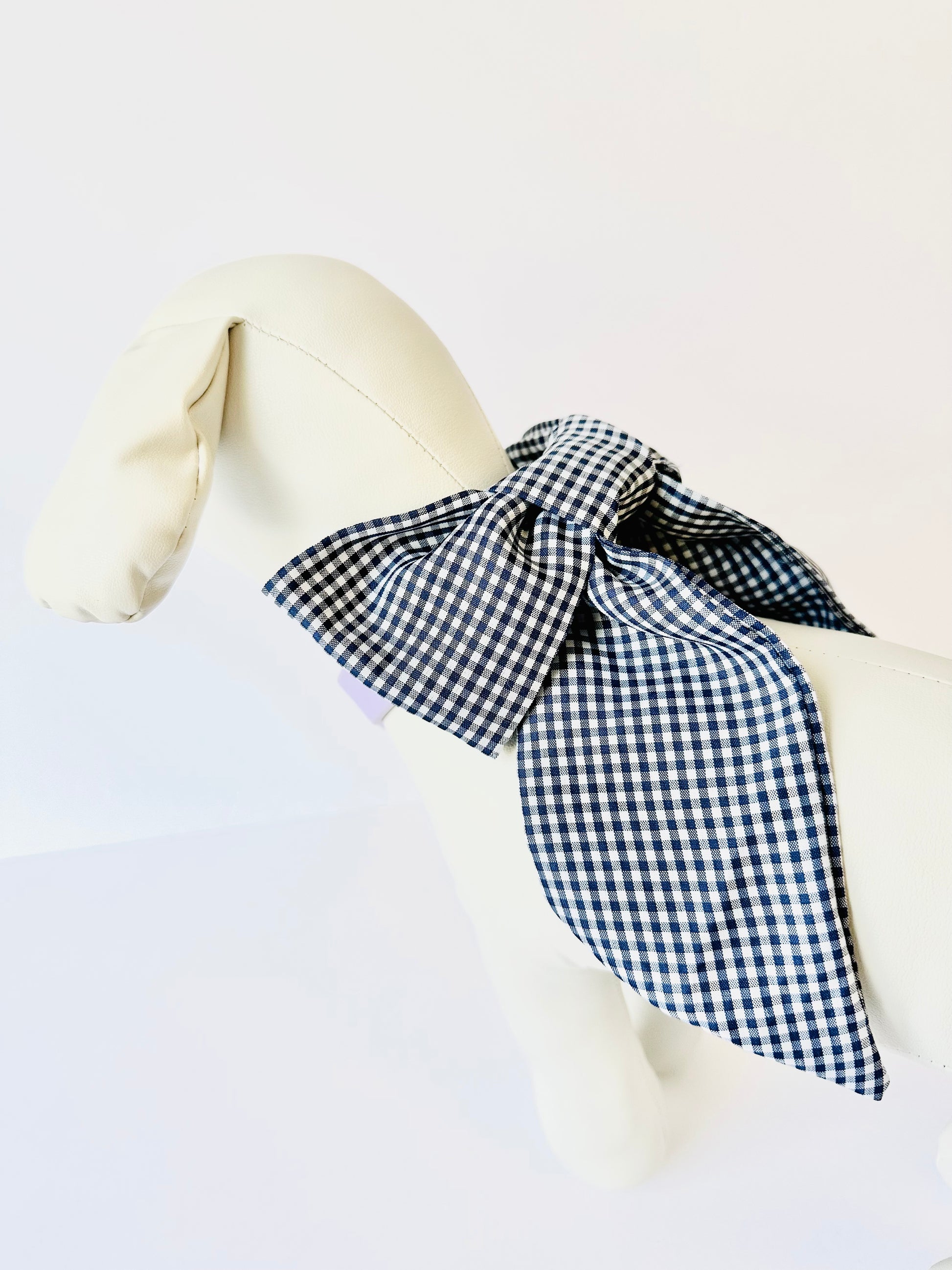 hazel navy cotton gingham bow